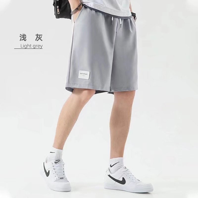 Ice Silk Leather Standard Shorts Mens Summer Thin Pants Outer Wear Casual Pants Beach Sports Loose Large Pants Light gray - Image 4