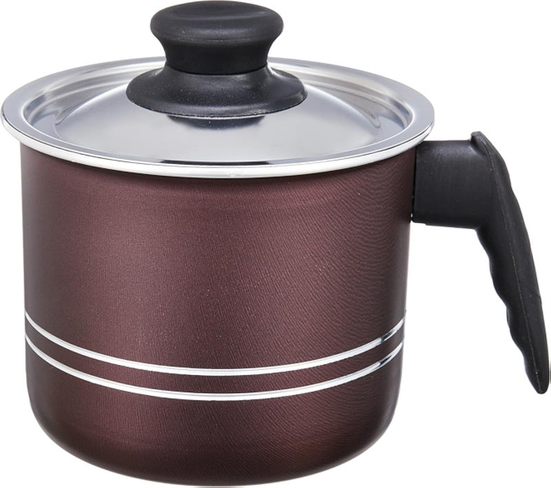 Trueval teflon milk pot with handle and lid, size 14 - maroon