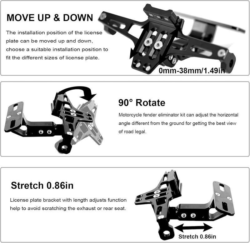 LKV Universal Motorcycle License Plate Bracket - Image 5