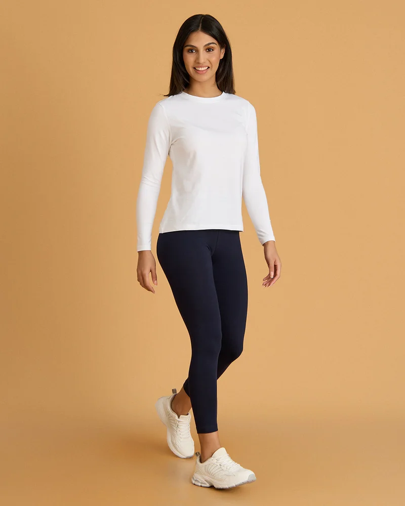 Redtag Women Navy Cropped Leggings