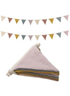 Oudain Oudain 17 ft Pennant Banner Flags, 2 Pcs Nursery Garland Triangle Bunting Flag Baby Banner for Nursery Decor Baby Birthday Boho Wedding Shower Party Event, Each 8.5 ft(Rainbow Color)  - Image 1