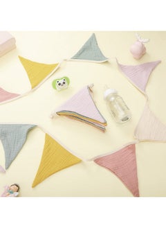 Oudain Oudain 17 ft Pennant Banner Flags, 2 Pcs Nursery Garland Triangle Bunting Flag Baby Banner for Nursery Decor Baby Birthday Boho Wedding Shower Party Event, Each 8.5 ft(Rainbow Color)  - Image 3
