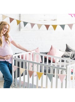 Oudain Oudain 17 ft Pennant Banner Flags, 2 Pcs Nursery Garland Triangle Bunting Flag Baby Banner for Nursery Decor Baby Birthday Boho Wedding Shower Party Event, Each 8.5 ft(Rainbow Color)  - Image 4