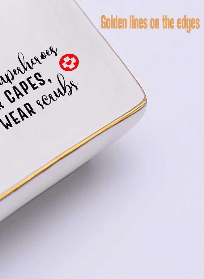 Topthink Funny Sayings Gifts for Nurse - Nurses Appreciation GIft - Not All SuperHeroes Wear Capes Some Wear Scrubs - Ceramic Jewelry Holder Ring Dish Trinket Box Tray - Image 3
