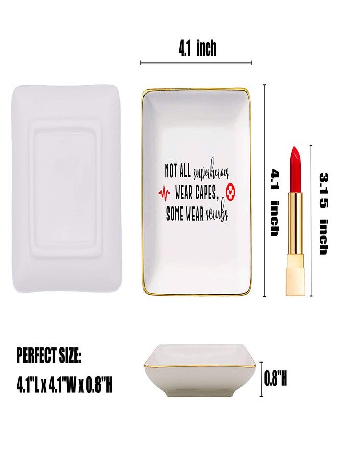 Topthink Funny Sayings Gifts for Nurse - Nurses Appreciation GIft - Not All SuperHeroes Wear Capes Some Wear Scrubs - Ceramic Jewelry Holder Ring Dish Trinket Box Tray - Image 5