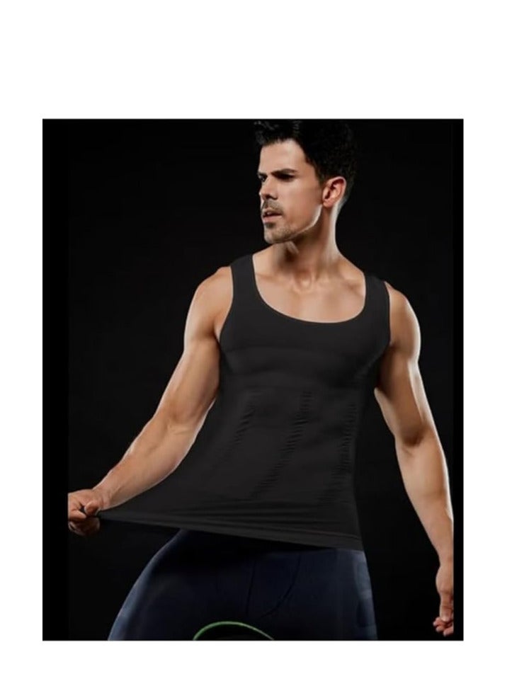 Spall Men’s Slimming Body Shaper Compression Vest – Tummy Control Corset Shirt for Abdomen, Belly Fat Reduction & Waist Slimming  - Image 2