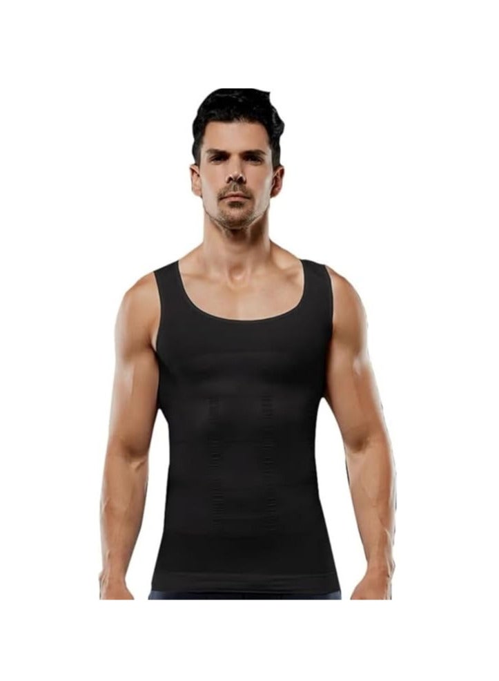 Spall Men’s Slimming Body Shaper Compression Vest – Tummy Control Corset Shirt for Abdomen, Belly Fat Reduction & Waist Slimming  - Image 1
