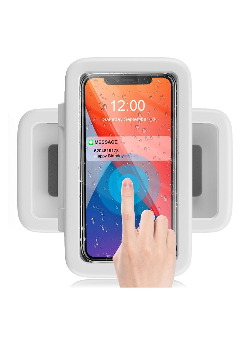 KASTWAVE Waterproof Shower Phone Holder, Shower Phone Case High Sensitivity Touch Screen Wall Mount, Adjustable Wall Phone Case for Bathroom Bathtub Kitchen, Compatible with 4.7"-6.8" Mobile Phones (White) - Image 1