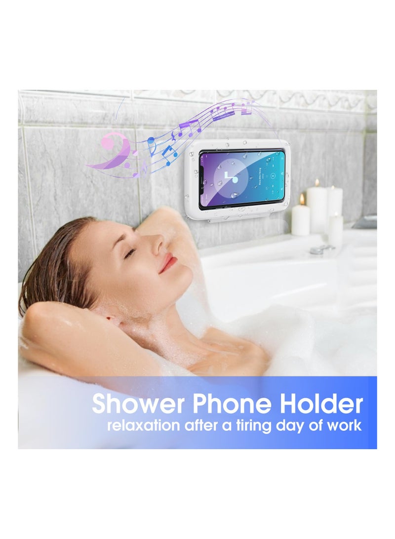 KASTWAVE Waterproof Shower Phone Holder, Shower Phone Case High Sensitivity Touch Screen Wall Mount, Adjustable Wall Phone Case for Bathroom Bathtub Kitchen, Compatible with 4.7"-6.8" Mobile Phones (White) - Image 5