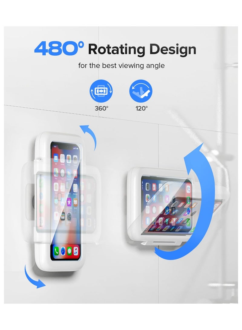 KASTWAVE Waterproof Shower Phone Holder, Shower Phone Case High Sensitivity Touch Screen Wall Mount, Adjustable Wall Phone Case for Bathroom Bathtub Kitchen, Compatible with 4.7"-6.8" Mobile Phones (White) - Image 4