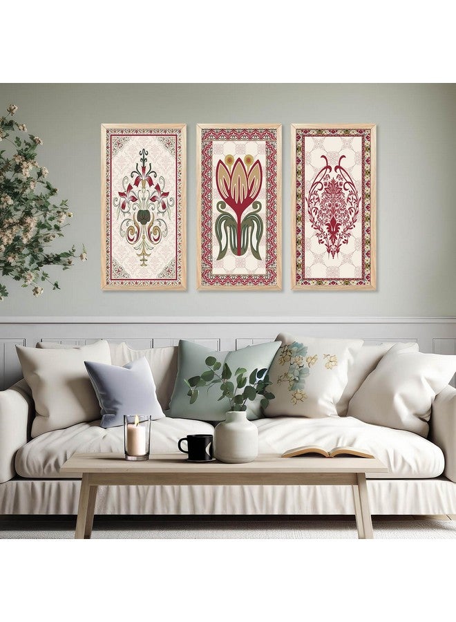 walllane Traditional Indian Art Pichwai Wall Décor Paintings | Painting for wall Decoration | Madhubani Art Painting with Frame for Living Room set of 3 (10x19 inch, H) - Image 3
