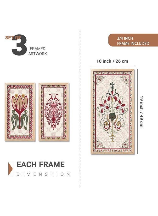 walllane Traditional Indian Art Pichwai Wall Décor Paintings | Painting for wall Decoration | Madhubani Art Painting with Frame for Living Room set of 3 (10x19 inch, H) - Image 2