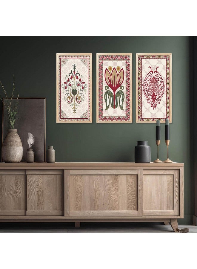 walllane Traditional Indian Art Pichwai Wall Décor Paintings | Painting for wall Decoration | Madhubani Art Painting with Frame for Living Room set of 3 (10x19 inch, H) - Image 4