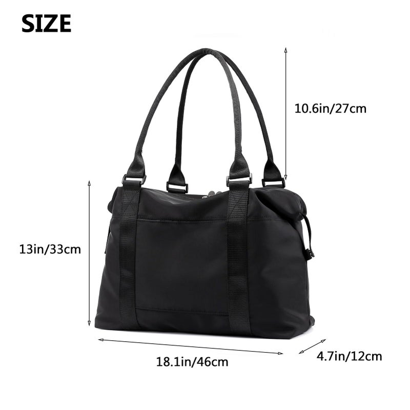 Forestfish Duffle Tote Bag Weekender Bags For Women Travel With Trolley Sleeve, Black - Image 3
