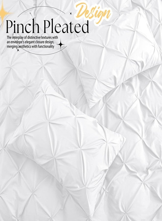 VACVELT Pintuck Pillow Cases Standard Size Set of 2, White Pillow Shams Decorative Pillowcases with Envelope Closure, Pinch Pleated Microfiber Pillowcases, Wrinkle and Stain Resistant - Image 2