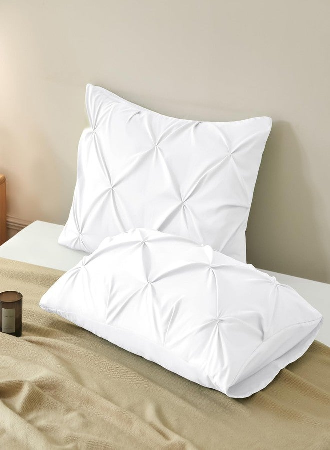 VACVELT Pintuck Pillow Cases Standard Size Set of 2, White Pillow Shams Decorative Pillowcases with Envelope Closure, Pinch Pleated Microfiber Pillowcases, Wrinkle and Stain Resistant - Image 4