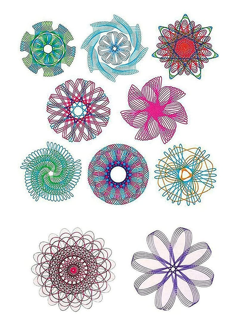 Excefore Magic Variety Flower Ruler SetMulti-Function Diy Magic Puzzle Gear SetSpiral Flower Interlocking Gear Toys for Kids ArtMandala Shape Stencil (4PCS) - Image 3