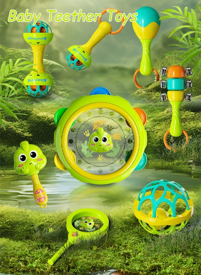 Vinnatsu 8PCS Baby Teethers Teether Rattle for Baby Toddler Toys Silicon Teether for Baby Toys 0-12 Months Baby Rattle Toy Shake Rattle Chewing and gritting toys Sensory Teether Early Development Learning Music Toy - Image 2