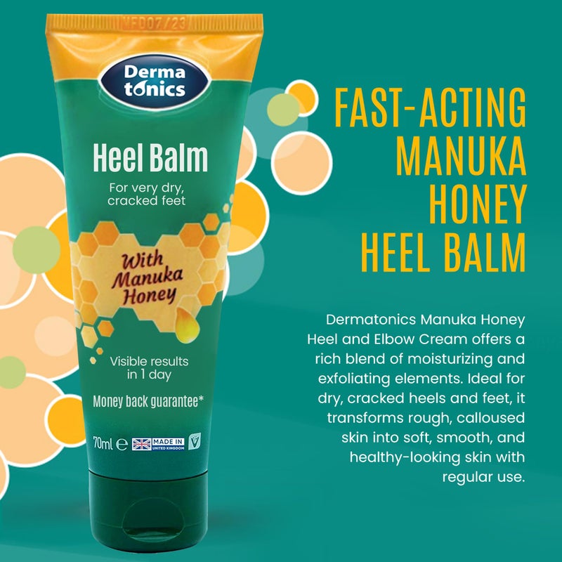 Dermatonics Foot Cream with Manuka Honey, Heel & Elbow Treatment, Exfoliating, Moisturizing Care for Cracked Heels and Dry Skin - 2.37 fl oz Tube - Image 2