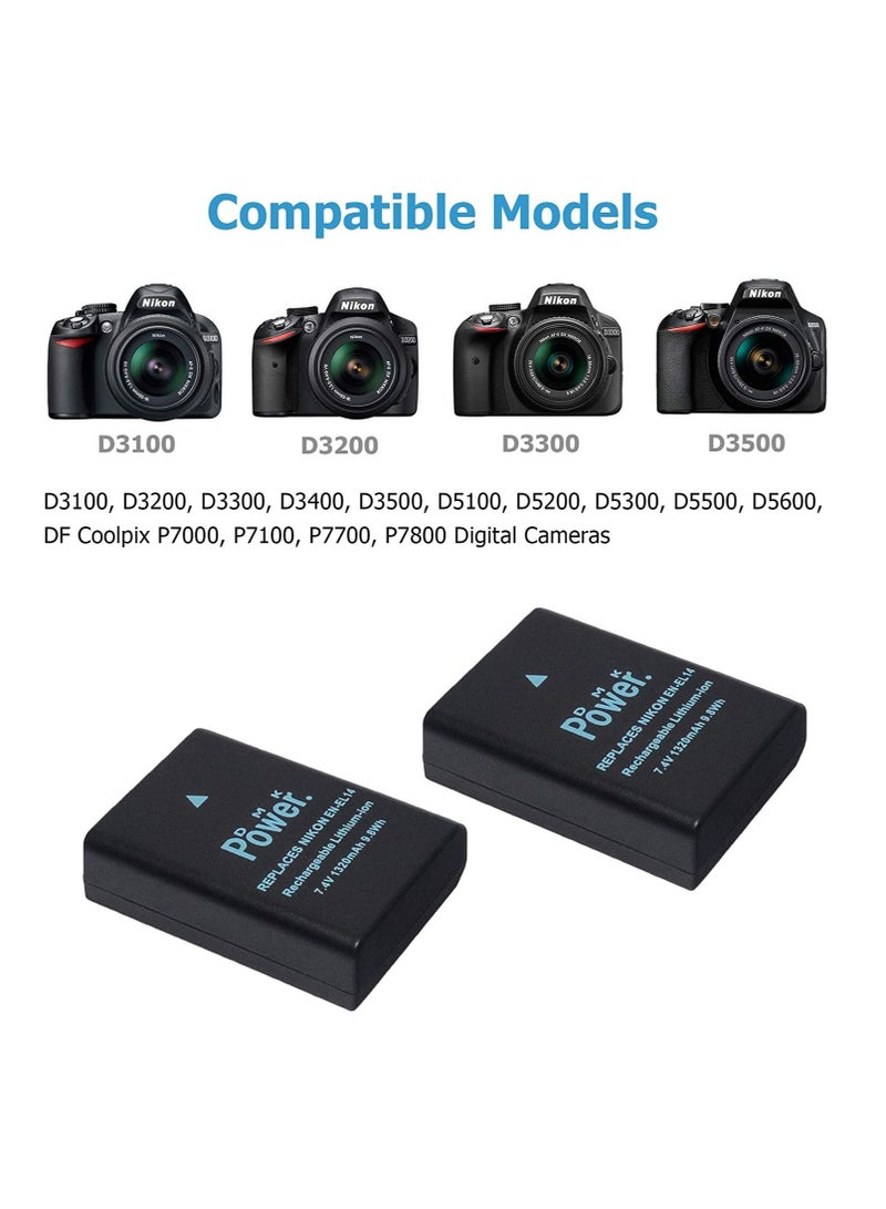 DMK Power EN-EL14 1 X Battery and 1 X Battery case Compatible with NIKON D3100 D3200 D5100 D5200 D5300 COOLPIX P7800 P7700 Camera etc - Image 2
