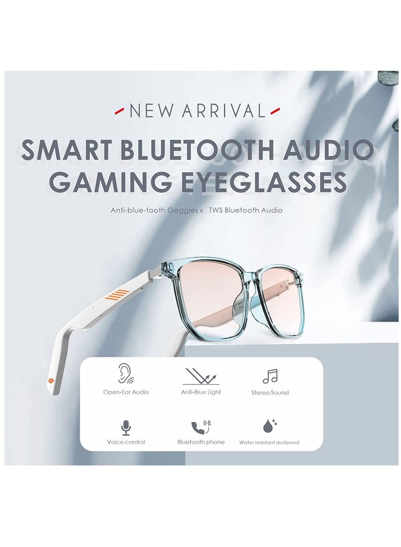 SYOSI Bluetooth Glasses, Smart Audio Glasses with Microphone, Anti-Blue Light Lens Open Ear Speaker with Bluetooth Connectivity for Gaming Meeting Traveling Driving  - Image 2