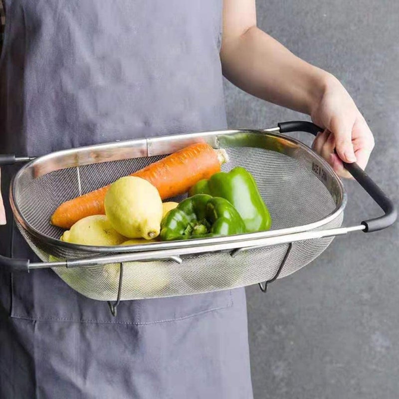 HaRvic HaRvic Stainless Steel Kitchen Sink Drain Basket Storage Dish Rack Adjustable Sink Colander Strainer Basket for Kitchen Sink with Rubber Grip Handle Pack of 1  - Image 3