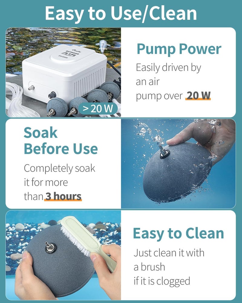 باوفلي Pawfly حجر هواء فقاعي على شكل كرة معدنية موزع حجارة الهواء لمضخة هواء حوض السمك معدن معالج ضد الصدأ - Image 5