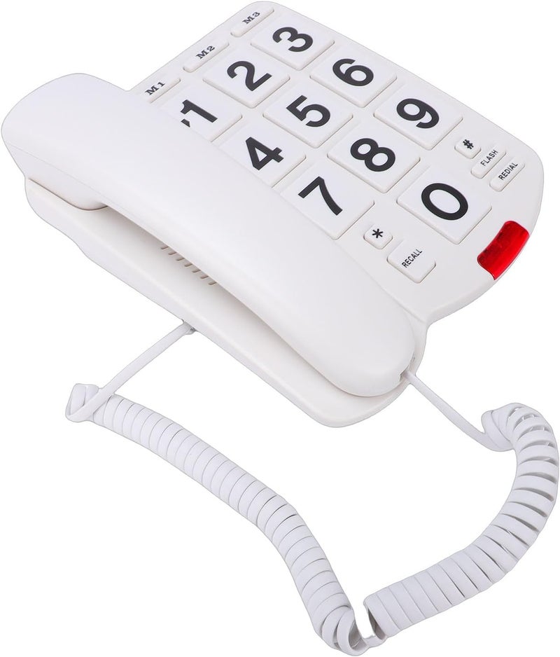 Multi option design CCYLEZ One Touch Speed Dial Landline Phone with Loud Ringer | Corded Large Key Flashing Indicator for Seniors (White) Wide usage compatibility - Image 5