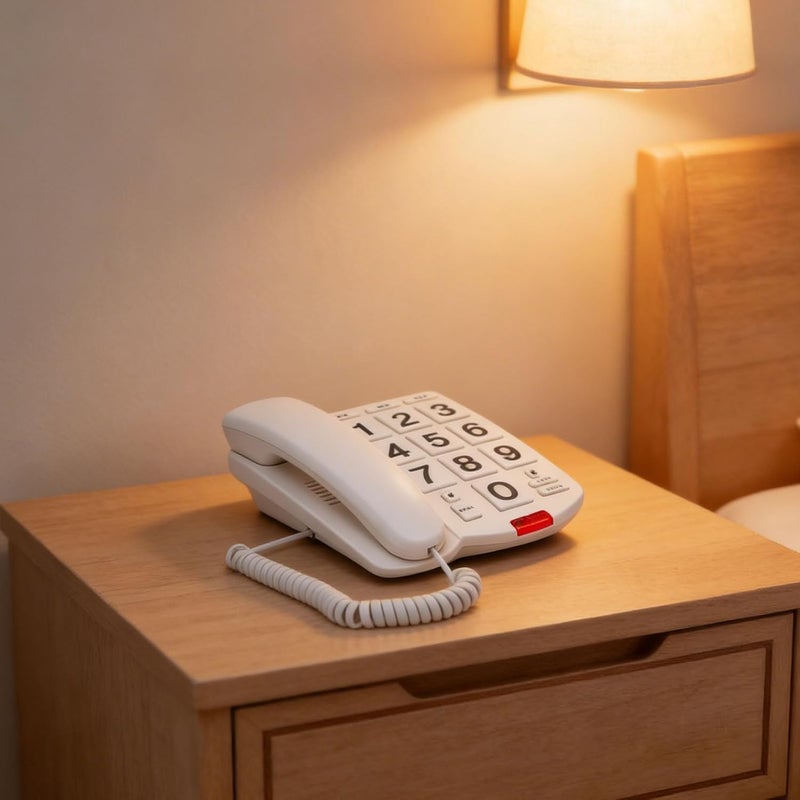 Multi option design CCYLEZ One Touch Speed Dial Landline Phone with Loud Ringer | Corded Large Key Flashing Indicator for Seniors (White) Wide usage compatibility - Image 3