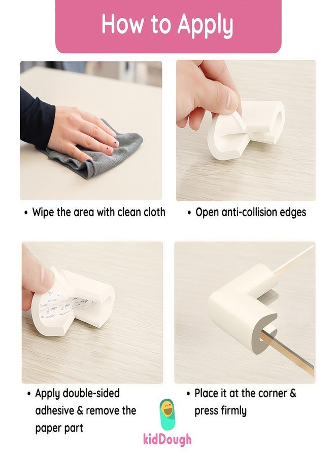 KidDough U-Shape Corner Guards for Kids Safety, Table Corners Edge Protector, Baby Proofing Edge & Corner Guards, for Thin Table Tops, White (8pcs/Pack) - Image 5