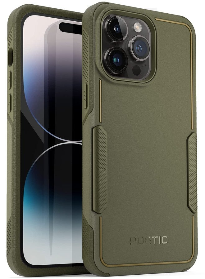 بويتيك جراب Poetic Neon Series لهاتف iPhone 14 Pro، جراب حماية مزدوج الطبقات خفيف الوزن ونحيف ومقاوم للصدمات والسقوط، غطاء جديد لعام 2022 لهاتف iPhone 14 Pro (6.1 بوصة)، أخضر عسكري - Image 1