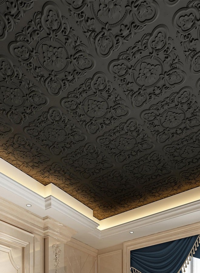Art3dwallpanels 12 Pack Drop Ceiling Tiles, 24 x 24 Inch High Grade PVC 3D Wall Panels Vintage Flower Pattern for Interior Wall Decor, Fire Rated, Waterproof, Black - Image 5