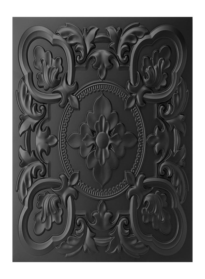 Art3dwallpanels 12 Pack Drop Ceiling Tiles, 24 x 24 Inch High Grade PVC 3D Wall Panels Vintage Flower Pattern for Interior Wall Decor, Fire Rated, Waterproof, Black - Image 1