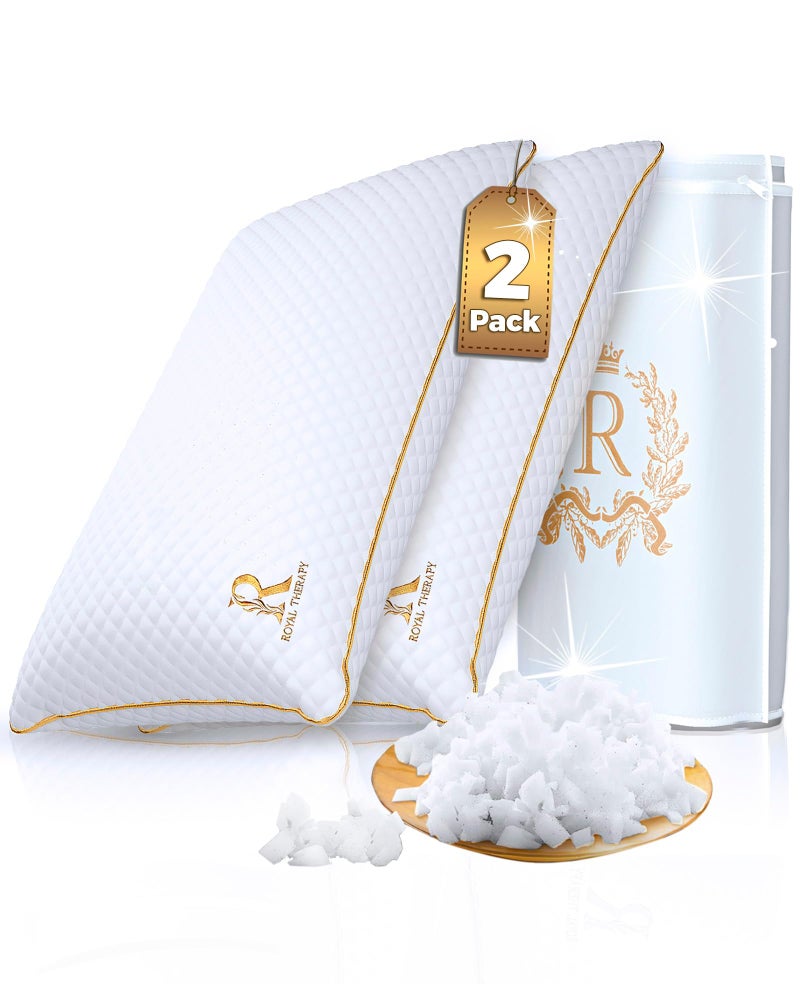 Royal Therapy King Memory Foam Pillows, 2-Pack - Shredded Memory Foam for All Sleep Positions, Medium Firm with Adjustable Loft, Bamboo Rayon Cover, CertiPUR-US & Oeko-TEX Certified - Image 1
