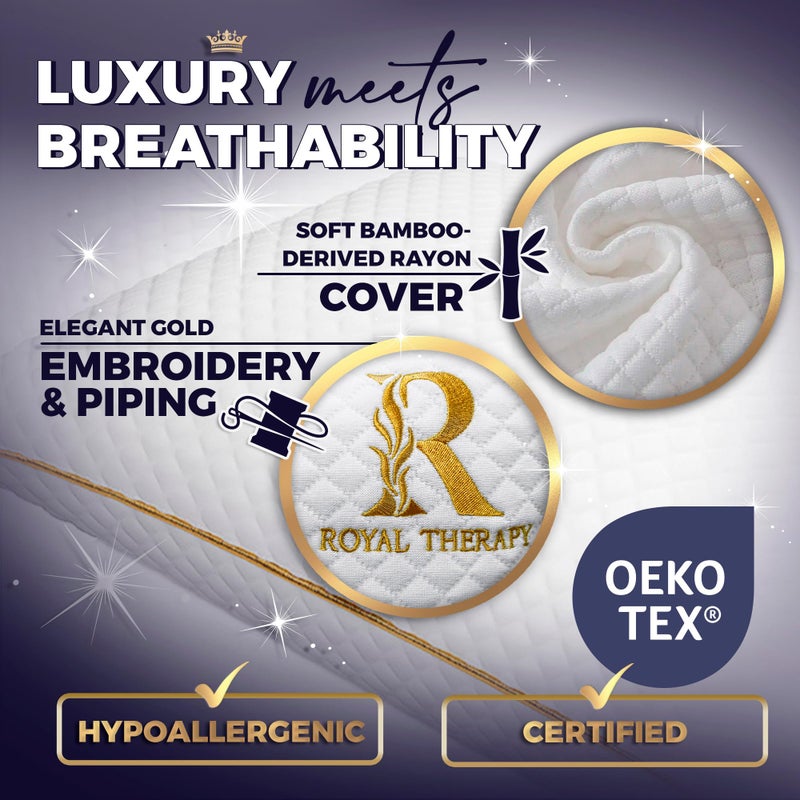Royal Therapy King Memory Foam Pillows, 2-Pack - Shredded Memory Foam for All Sleep Positions, Medium Firm with Adjustable Loft, Bamboo Rayon Cover, CertiPUR-US & Oeko-TEX Certified - Image 3