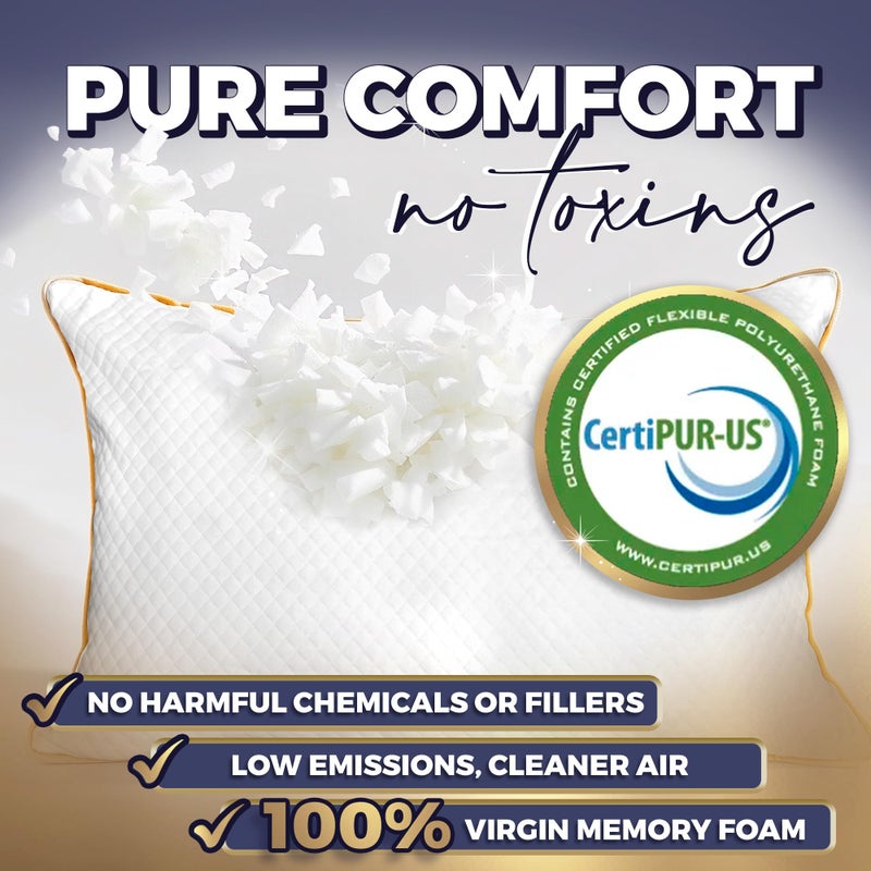 Royal Therapy King Memory Foam Pillows, 2-Pack - Shredded Memory Foam for All Sleep Positions, Medium Firm with Adjustable Loft, Bamboo Rayon Cover, CertiPUR-US & Oeko-TEX Certified - Image 2
