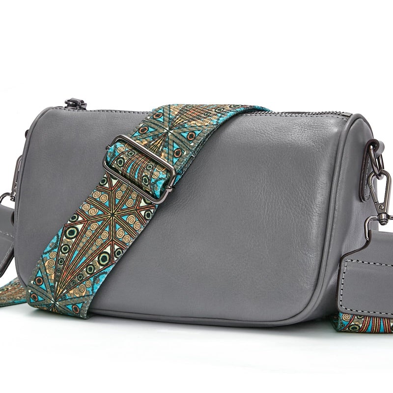 BOYATU Leather Purse Crossbody Bag for Women: Genuine Leather Boho Purses for Women Trendy - Small Shoulder Cross Body Bag (05 Grey) - Image 1