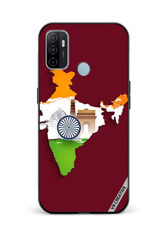 VR CREATIVE Protective Case Cover For Oppo A53 India Map Design Multicolour - Image 1