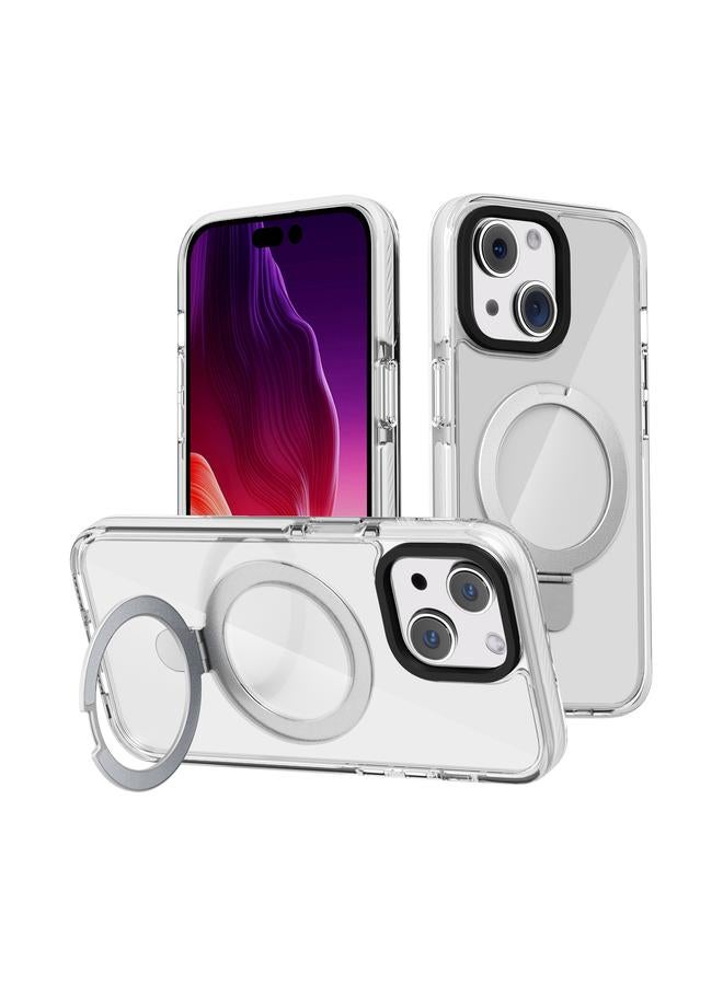 S-TOP Case For iPhone 15 Kingsteel Wolf MagSafe Holder Transparent Phone Case - Image 1
