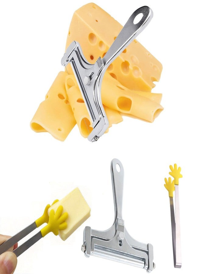 XINJIDUO Multifunctional Cheese Slicer & Tongs Set Stainless Steel Cutter for Cheddar, Gruyere, Mozzarella & Butter Colorful Silicone Kids Tongs (5-Inch), Perfect for Ice, Fruit, Snacks & More - Image 1