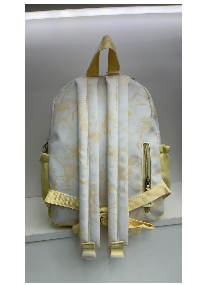 FASHION Charming Pastel Yellow Star - Patterned Student Backpack Choose a School Bag Made Of High-Quality Materials That Are Wear-Resistant And Waterproof.  - Image 4