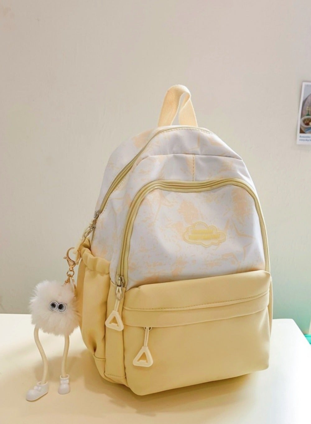 Girls' Small backpack/Student Backpack,Fashionable Retro Patterned, with Spacious Compartments Stylish Pastel - Hued Star Print Student Backpack