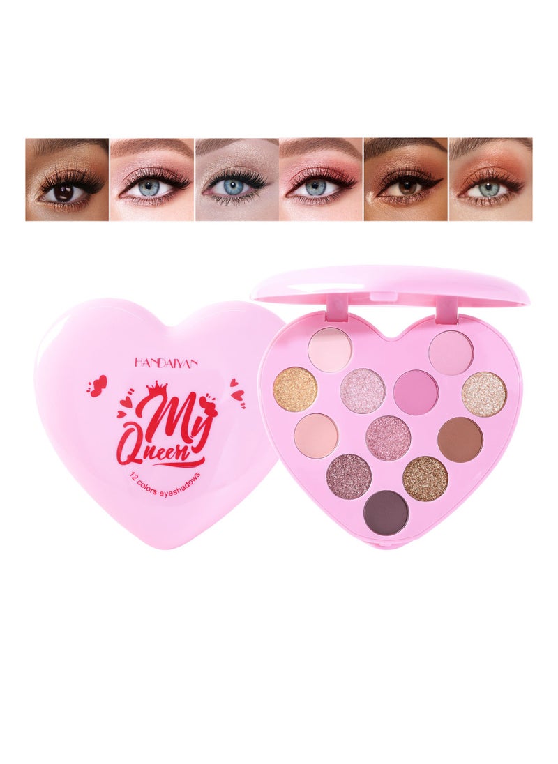 Handaiyan Eyeshadow Palette Professional 12 Color Eye Shadow Matte Shimmer Makeup Pallet Highly Pigmented Colorful Powder Long Lasting Waterproof Eye Shadow  - Image 1