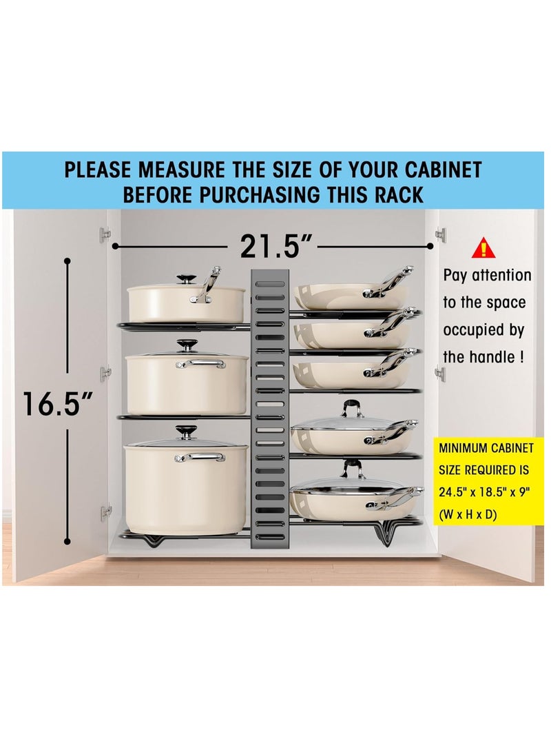 Excefore 8-Tier Adjustable Rack Heavy, Pots and Pans Organizer Rack for Cabinet, Duty Under Cabinet Pot and Pan Storage, Perfect for Pots, Pans, and Lids - Easy Kitchen Organization and Storage - Image 5