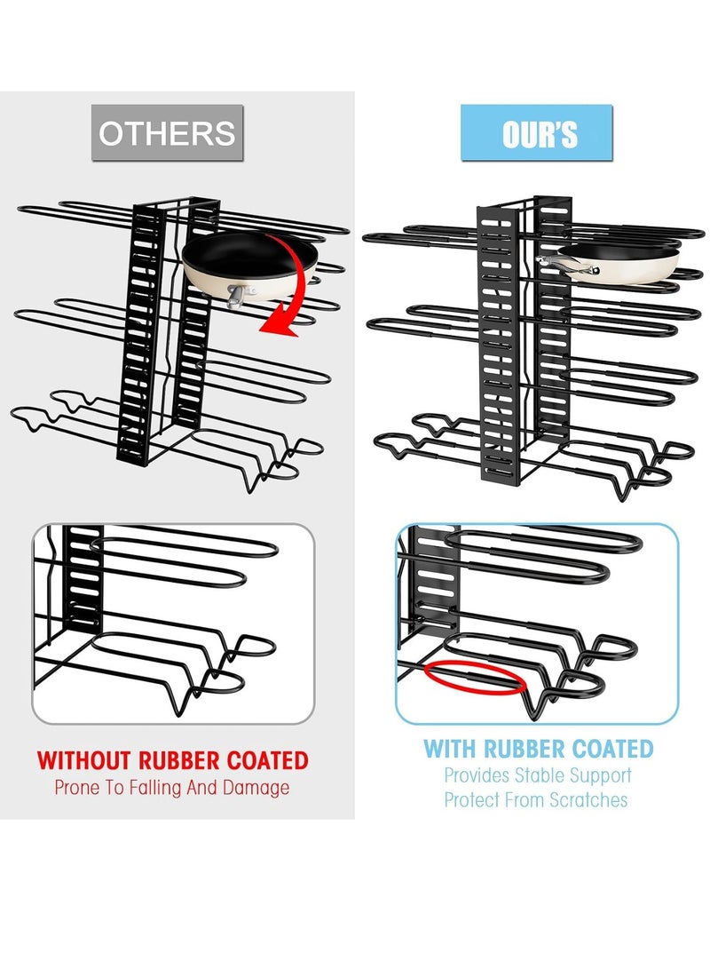Excefore 8-Tier Adjustable Rack Heavy, Pots and Pans Organizer Rack for Cabinet, Duty Under Cabinet Pot and Pan Storage, Perfect for Pots, Pans, and Lids - Easy Kitchen Organization and Storage - Image 3