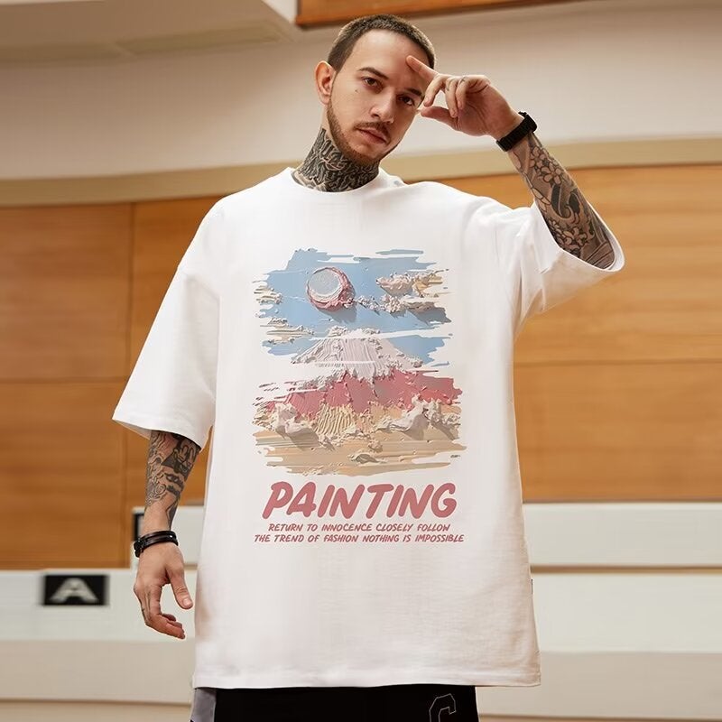 Retro Plus Size Short Sleeve Boys Loose Oversize Fatty Plus Fat High Street Trendy Couples T-Shirt 8Xl - Image 3