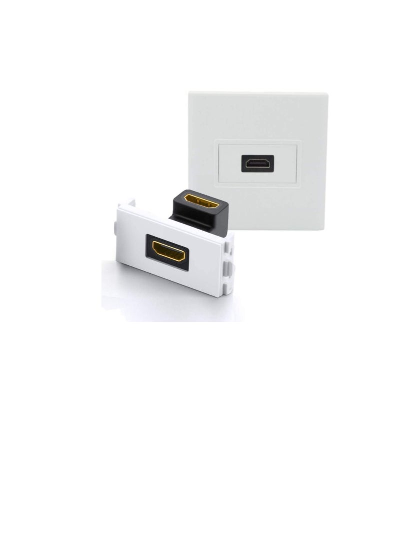 لوحة تثبيت مثبتة على الحائط لكابلات HDMI ، موصل HDMI 2.0 مطلي بالذهب HDMI Audio Video Bend ، (دعم 4K UHD و ARC و Ethernet)  - Image 1