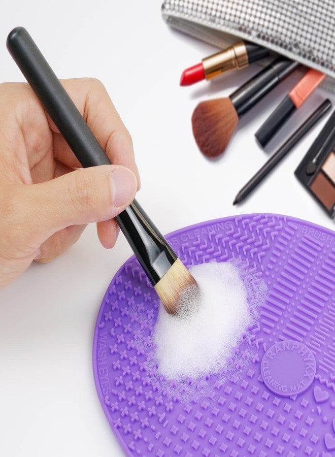 Ranphykx Makeup Brush Cleaner Mat Silicone Brush Cleaning Mat Big Size Make Up Brush Clean Pad with Suction Cup for Makeup Brush Cleaning (Purple) - Image 4