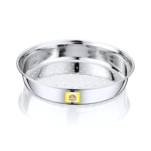 Rakesh Gold Steel-Stainer for Kitchen use – Multi-Use Channi for Kitchen/Steel Chalni with Holes for Wheat | (Stainless Steel) (Hole CHALNI, Regular Size) (Small Size, Hole CHALNI) - Image 1