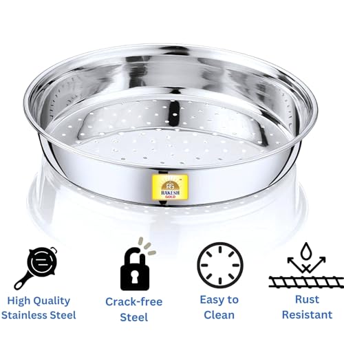 Rakesh Gold Steel-Stainer for Kitchen use – Multi-Use Channi for Kitchen/Steel Chalni with Holes for Wheat | (Stainless Steel) (Hole CHALNI, Regular Size) (Small Size, Hole CHALNI) - Image 2